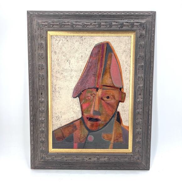 Paul Pollaro Other - VTG PAUL POLLARO Original Mixed Media Oil Painting Portrait Wood Frame Signed